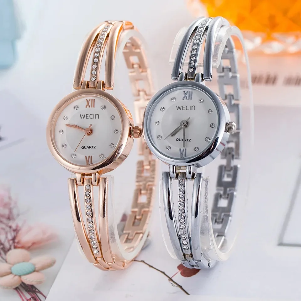 Montre Femme Gerryda Rose Gold & Cristal - Cadre Ovale 44mm, Bracelet Cuir Noir, Mouvement Quartz, Neuve
