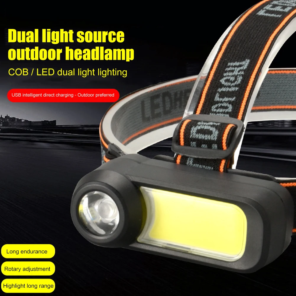 XPG COB LED Portable Strong Headlight Built in Battery Headlamp Head