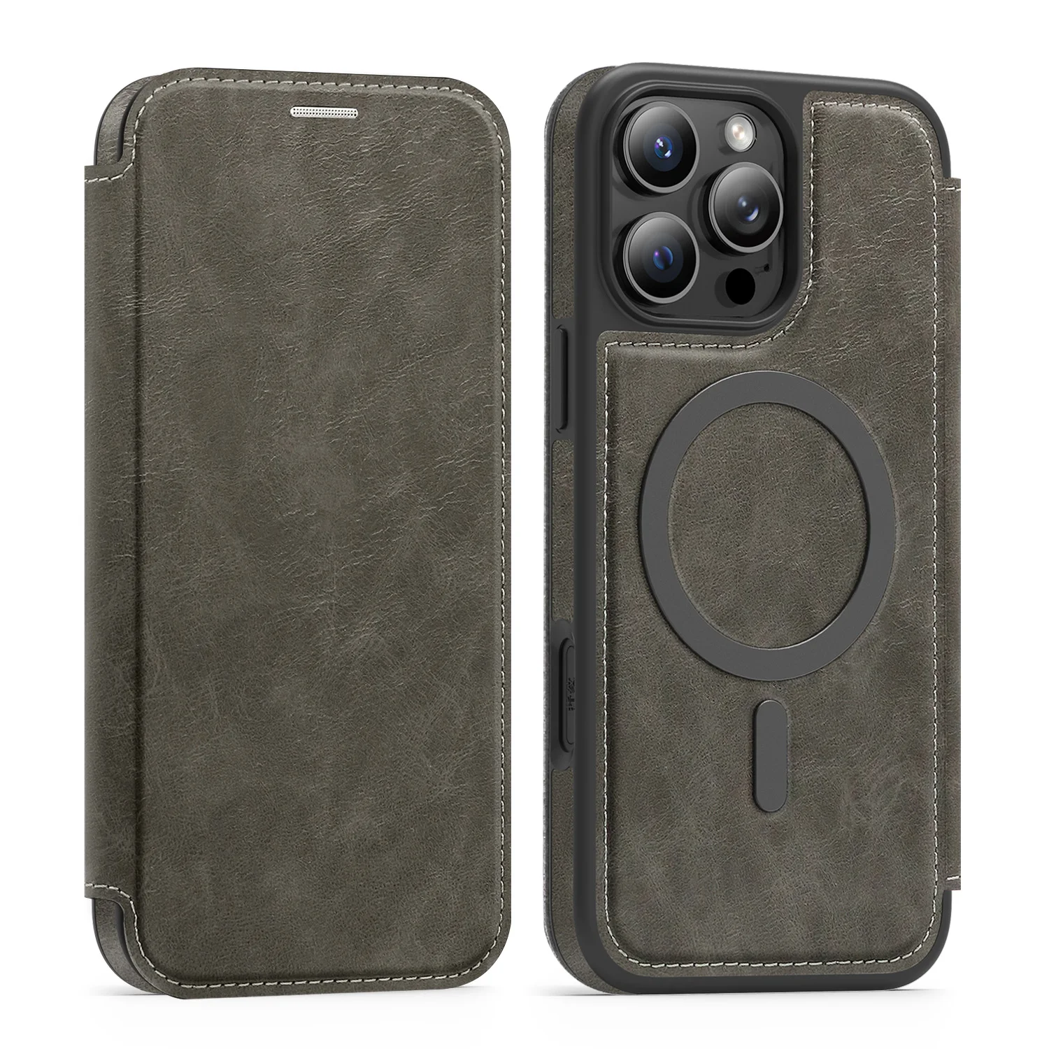 Magsafe Leather Wallet Case with Magnetic Wireless Charging and Credit Card Holder