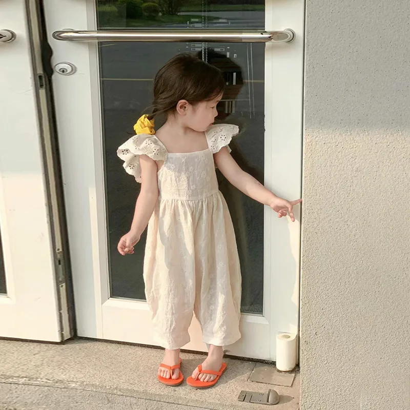 

Children Clothing Summer New Girls Jumpsuit Fashion Jumpsuit Flying Sleeve Suspenders Pants Cargo Pants