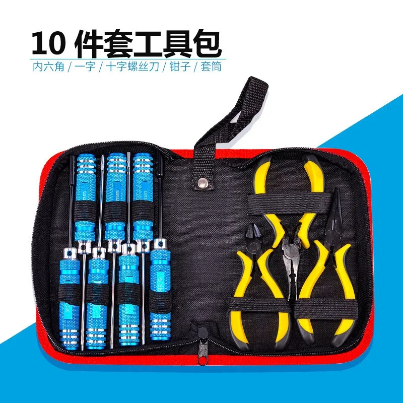 

Rc Model Tool Set With 10 Pieces Of Hexagonal/slotted/cross Screwdriver/pliers/sleeve Kit