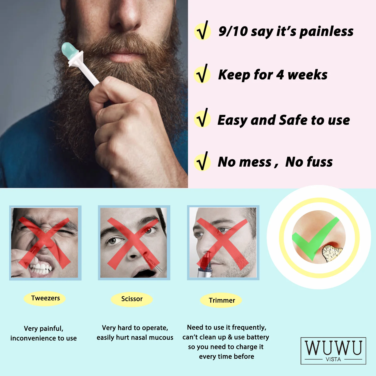 WUWUVISTA Multi Use Wax Stick Remove Nose Beard Eyebrow Hair Stick Removal Tool Kit Beeswax Safe Quick Beads Strips Hair Removal Wax Hard Wax Beans Hair Removal Tool Beauty Wax