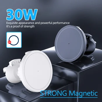 Upgraded Magnetic Wireless Car Charger 30W Fast Car Charging for iPhone 12 13 14 15 pro max mini Air Vent Car Phone Holder Stand 1