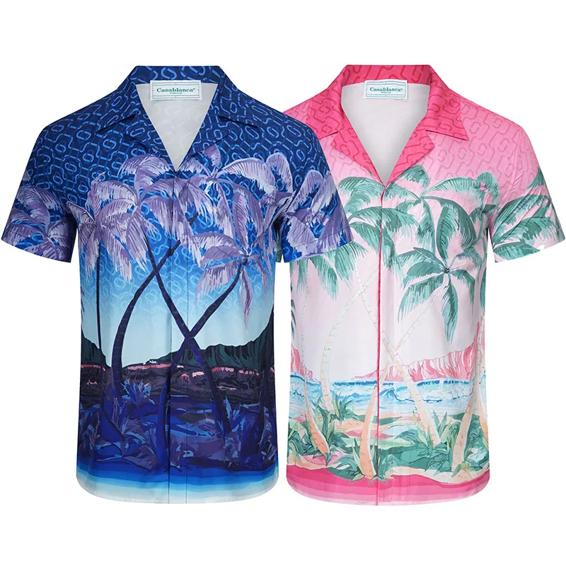 

23SS Set Hawaiian Style Casual Casablanca New Print High Quality Men Wome Beach Surfing Mens Shirts Hawaiian Shirt