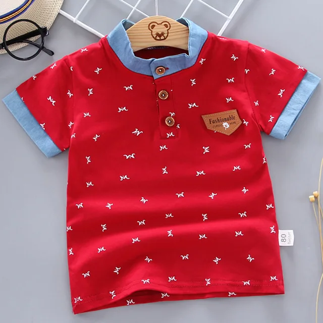 2022 Summer Baby Boys Polo Shirts Short Sleeve Anchor Lapel Clothes for Girls Odell Cotton Breathable Kids Tops Outwear 12M-5Y J