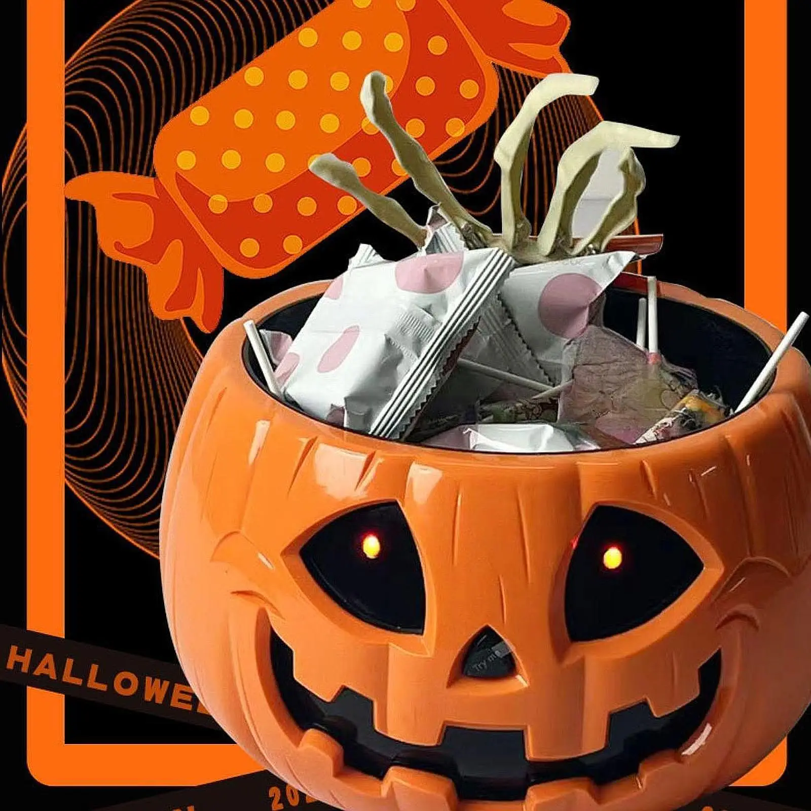 Halloween Pumpkin Candy Bowl Glow in The Dark Halloween Electric Toy for Home Outdoor Indoor Garden Holiday Party Decoration Halloween Pumpkin Candy Bowl Glow in The Dark Halloween Electric Toy for Home Outdoor Indoor Garden Holiday Party Decoration