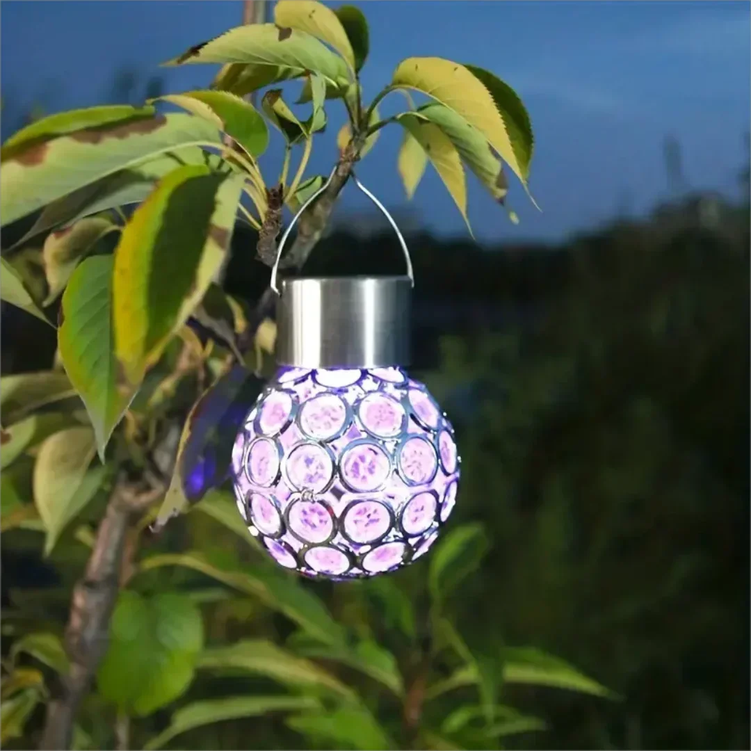 1pc LED Outdoor Solar Lights Garden Light Chandelier Hanging Lamp Waterpoof Hollow Garden Decoration Flame Lamp Solar Lantern Or