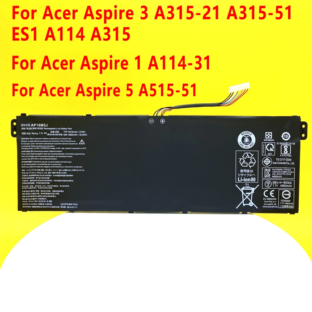 

Новинка, AP16M5J для Acer Aspire 1 /5 A515-51 Aspire 3 A114-31 A315-21 A315, Аккумулятор для ноутбука