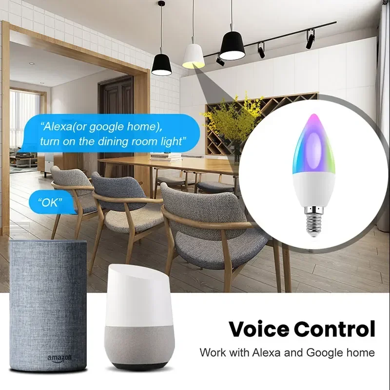 Smart LED Light Bulbs TNCE Tuya E14 WIFI Bluetooth zigbee RGB Dimmable Candle Smart Life APP Control Voice Alexa Google home