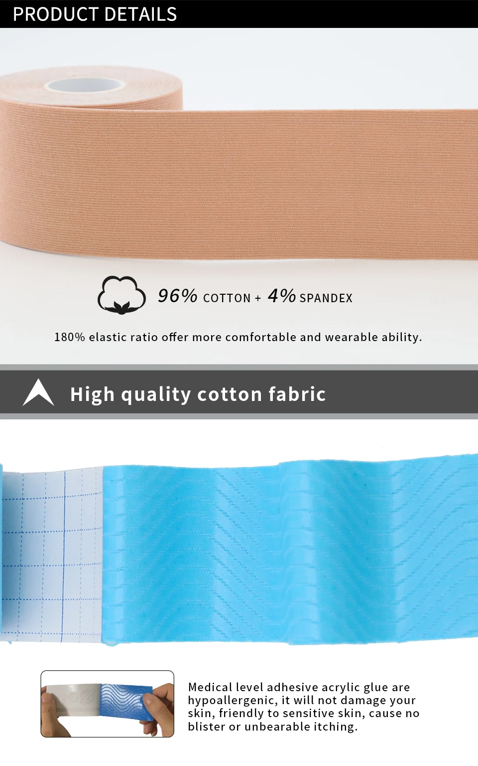 Protègegenou,Bande de kinésiologie de couleur Pure, accessoire de