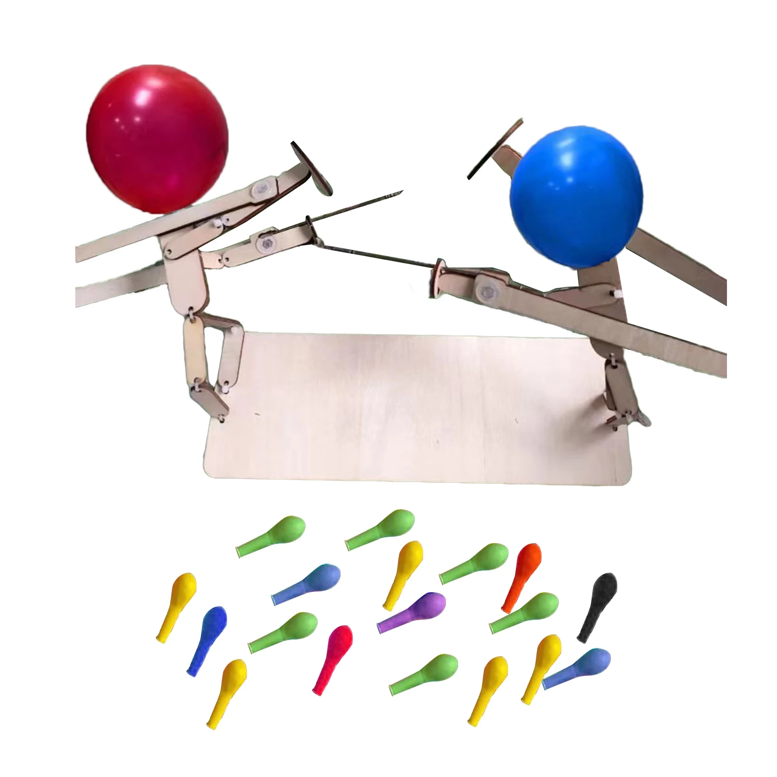 Balloon Bamboo Man Battle - 2 Players Handmade Wooden Fencing Puppets,  Wooden Bots Battle Game, Fast-Paced Balloon Fight Fun, Whack a Balloon  Party