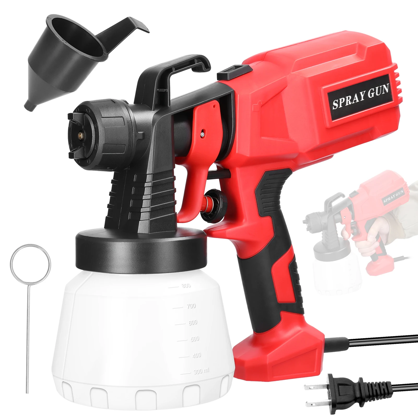 

New 500W Electric Spray Gun 1 Nozzle Sizes 800ml 32000rpm Household Paint Sprayer Flow Control Easy Spraying by Spraying Machine