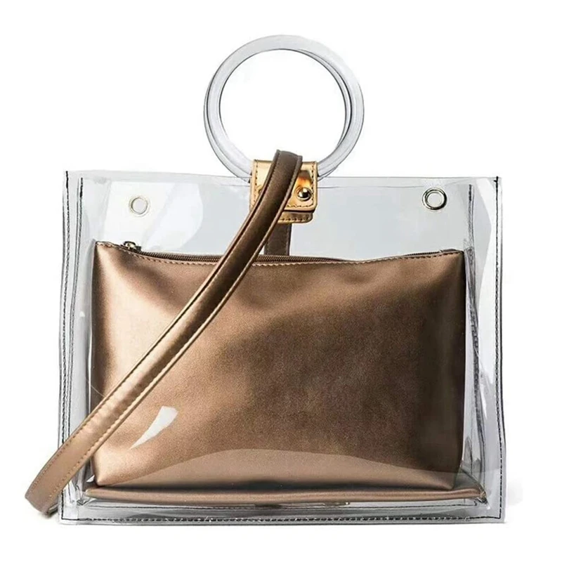 B62B-10Pcs Transparent Bag Handle Replacement D Shape Handbag Purse Handle For Handmade Beach Bag Handbags Purse Handles