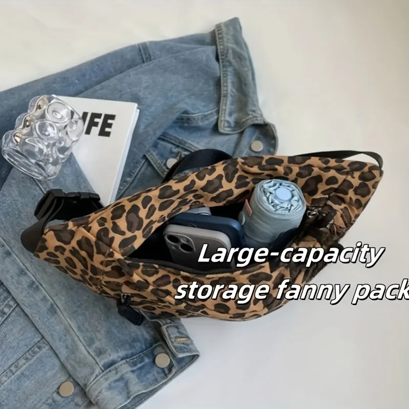 Women's Leopard Print Chest Bag Large Capacity Waist Bag for Women Travel, Shopping, Everyday Use Stylish Shoulder Crossbody Bag