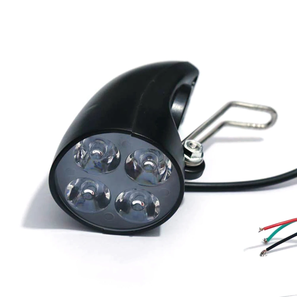 

36V 48V EBike Light Scooter Lamp Electric Bicycle 4 LED Front Headlight Ultra-Bright Spotlight with Horn