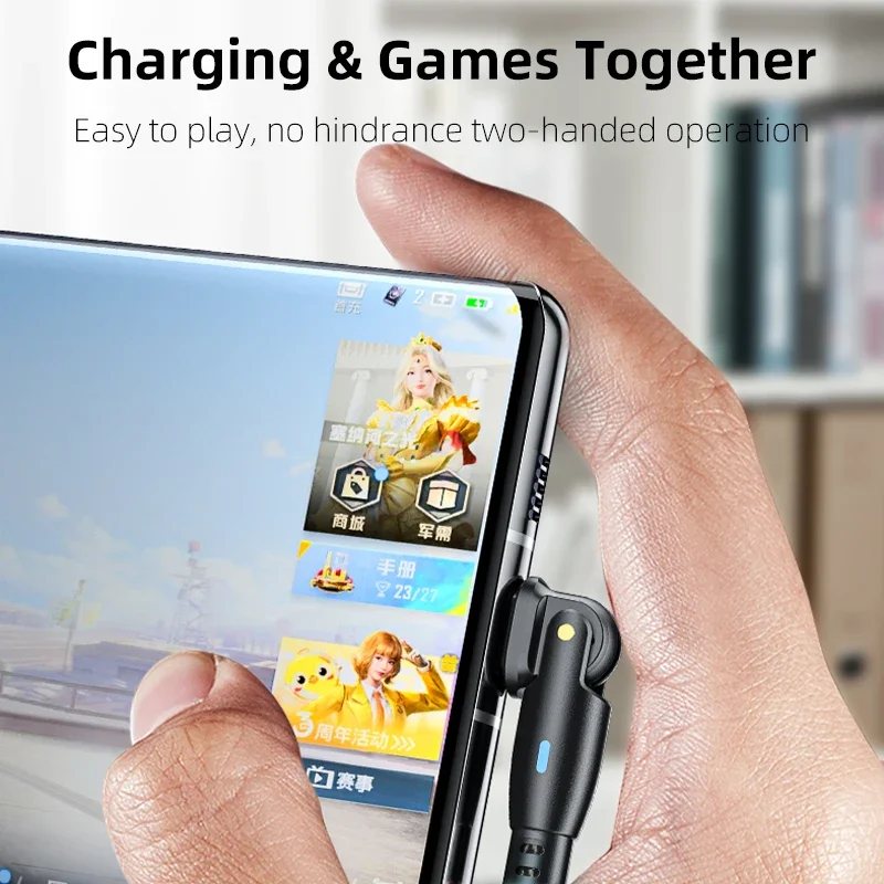 5A Double Type C Data Cables PD Fast Charging Data Cords 100W USB C To PD 180 Degree Rotating Elbow Charging Cable USB C Wires