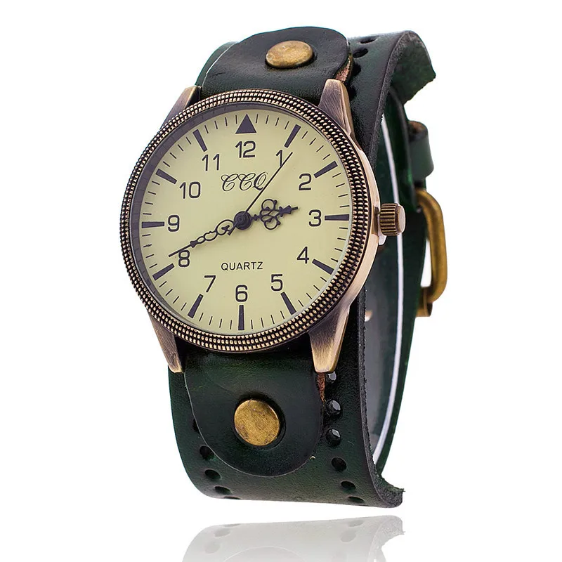 Relógio masculino couro pulseira relógio retro clássico