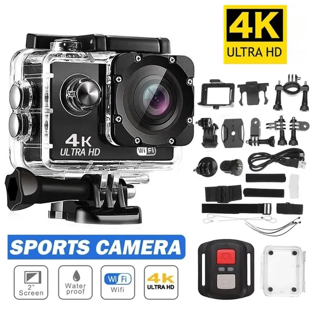 Ultra HD 4K Action Camera 30fps/170D Underwater Helmet Waterproof 2.0-inch Screen WiFi Remote Control Sports Go Video Camera Pro 1