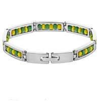 Wholesale New Stainless Steel Jewelry Green and Yellow Color Orula Bracelet Mix Beads Unisex Shango Ochun Bangle For Women 2