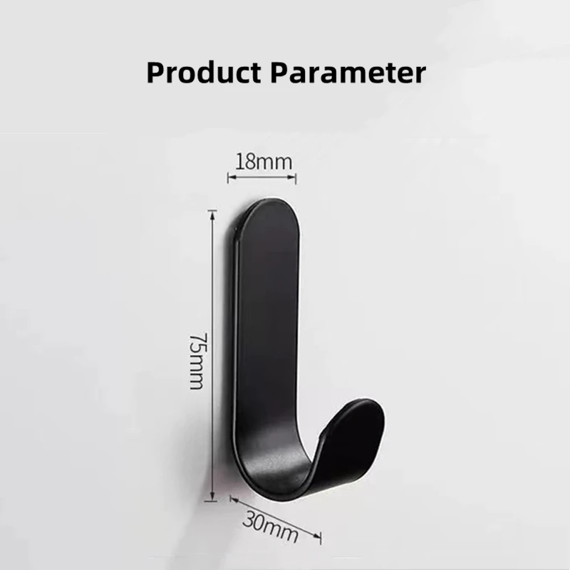 Decorative Single Hooks Black Aluminum Bathroom/Kitchen White