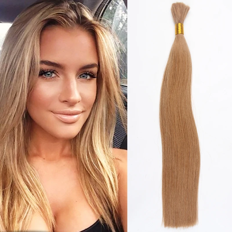 30inch Real Human Hair Extensions Blonde Hair Bulk Straight Natural Weaving No Weft Remy Human Braiding For Women
