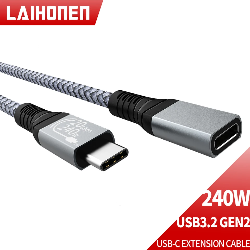 Adaptador Extensor USB-C 80Gbps Thunderbolt 5 - Carregamento 240W, Vídeo 8K 60Hz, Compatível Com IPhone E Dispositivos USB-C