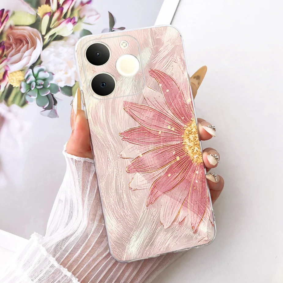 Luxury Lotus Painted Soft Silicone Case - Elegant Protective Cover