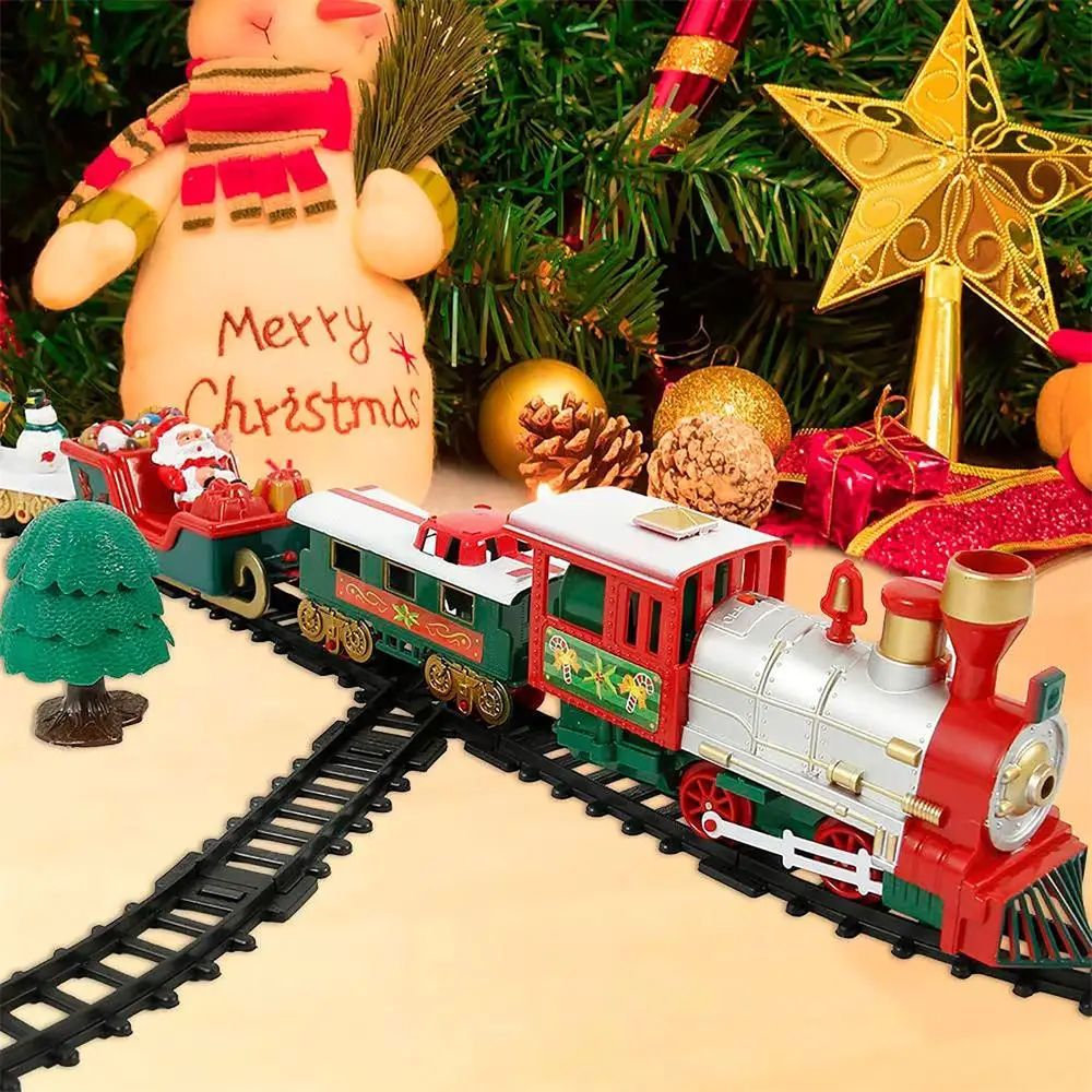 

2022 Christmas Electric Rail Train Set Toys With Music Electric Railway Train Set Racing Road For Children Christmas Gift