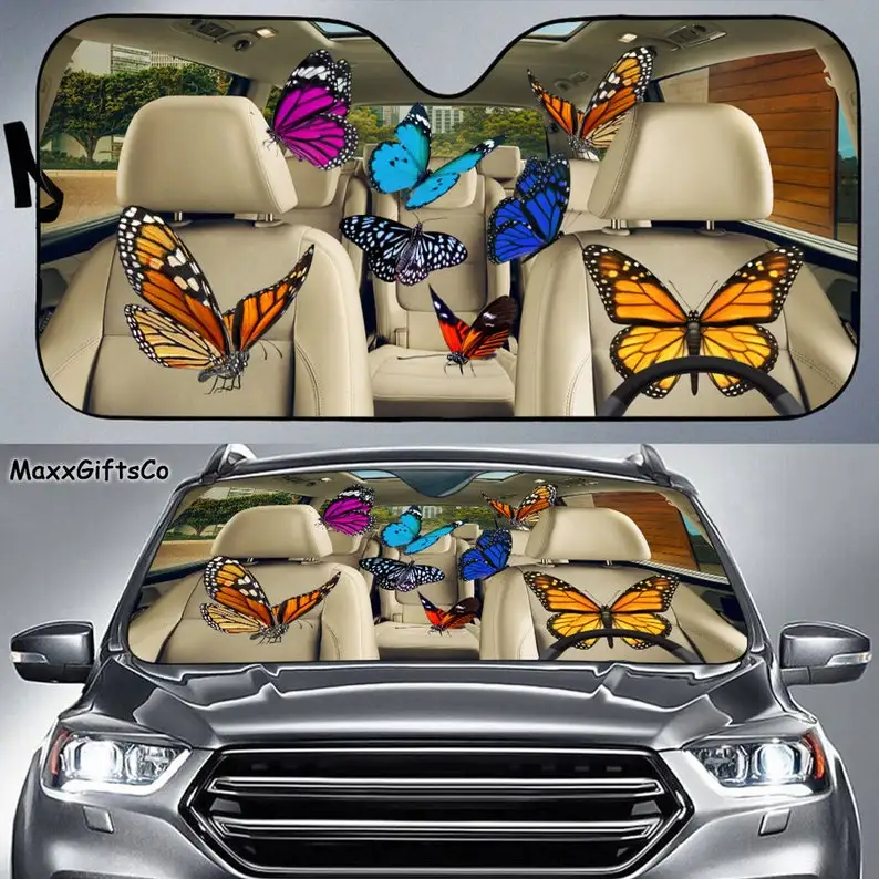 

Butterfly Car Sun Shade, Butterfly Windshield, Family Sunshade, Butterfly Car Accessories, Car Decoration, Gift For Dad, Mom