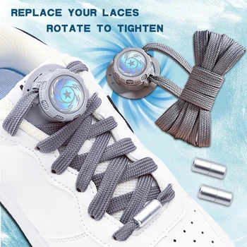 Automatic No-Tie Shoelaces with Swivel Buckle for Casual Sneakers Flat Shoelace for Adults And Kids Easy Slip-On Sneakers Laces