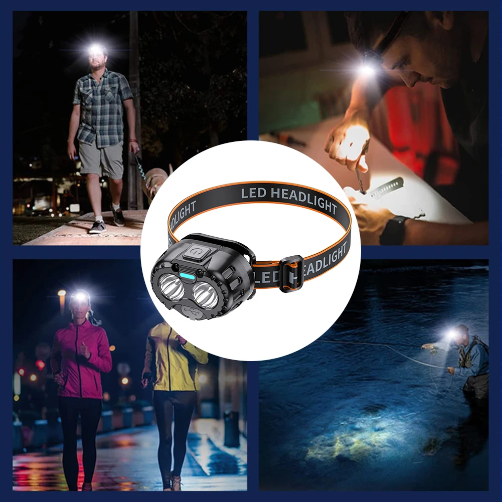 Powerful LED Headlamp IPX4 Waterproof Emergency Head Flashlight 250LM LED Forehead Flashlight for Outdoor Fishing Camping Hiking