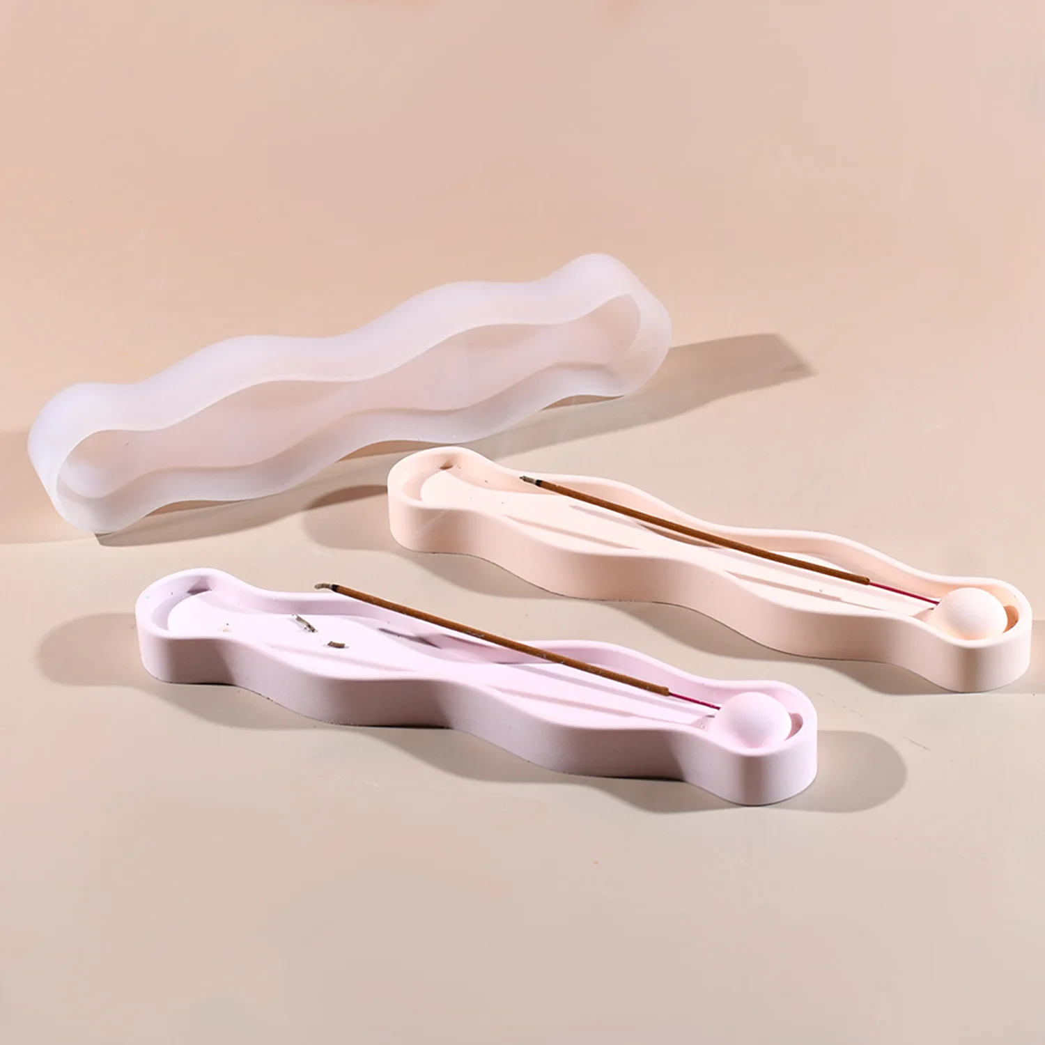 Wave Shape Incense Plate Clay Silicone Molds DIY Decoration Aromatherapy Incense Holder Tray Gypsum Plaster Cement Concrete Mold silicone mold