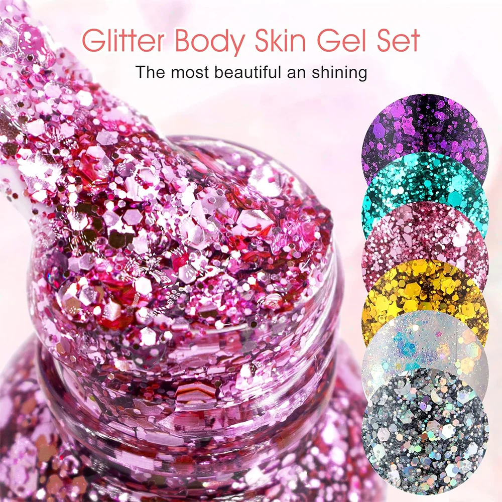 3pcs Body Glitter Gel Face Glitter Makeup Party Festival Glitter Gel Eye Eyeshadow Hair Glitter Gel for Bar Makeup 5