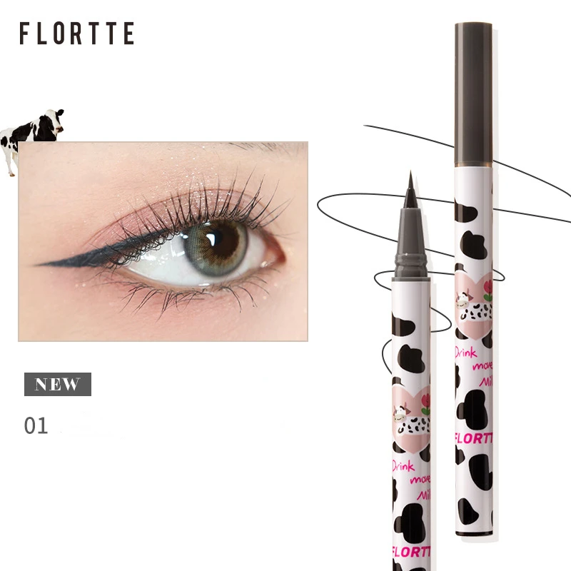 FLORTTE Liquid Eyeliner Lying Silkworm Eyelash Pen Quick Dry Waterproof Long-lasting Black Brown Eyeliner Pencil Cosmetic Makeup 2
