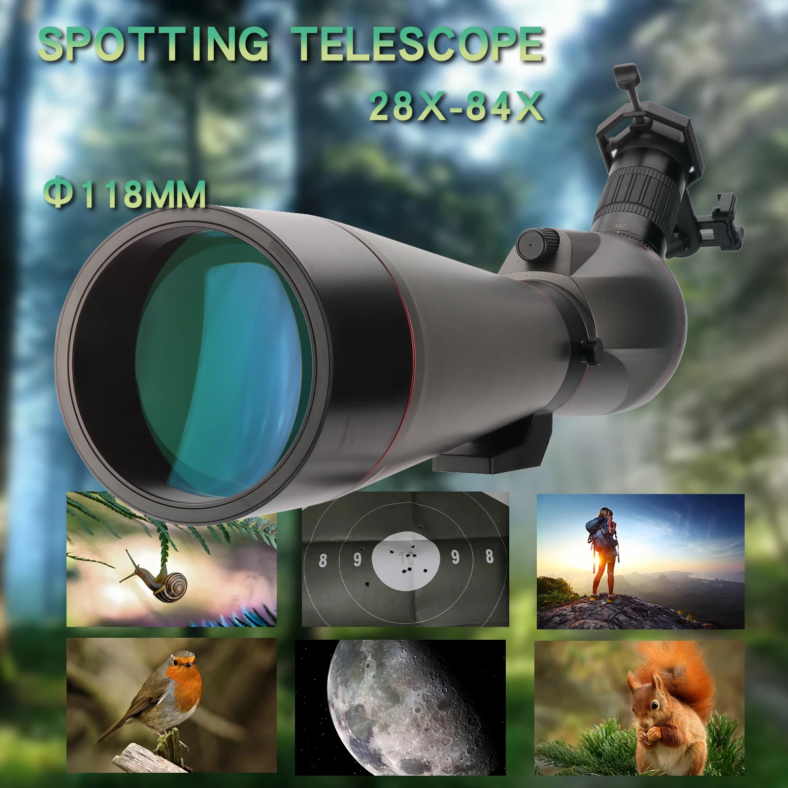 Hannia 2884x118mm Spotting Scope Telescope Monocular Premium Optical