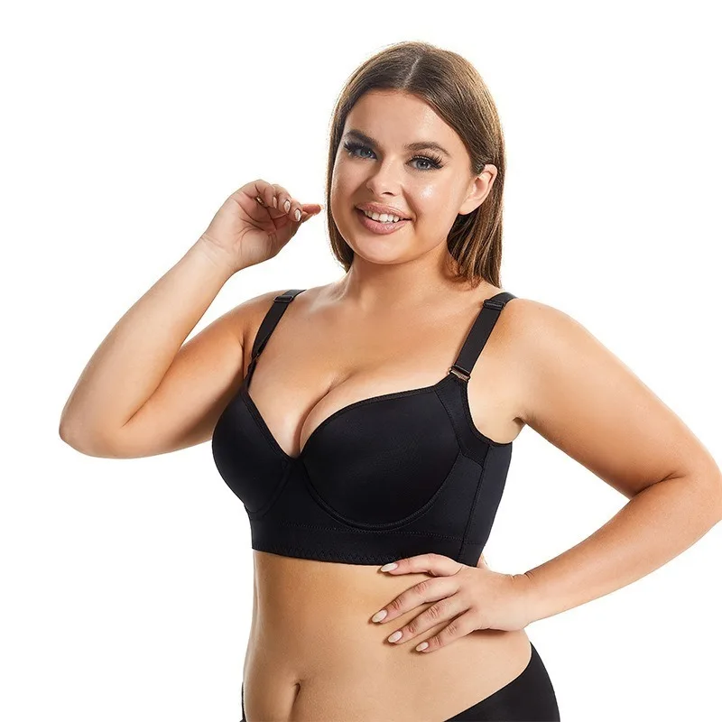 Large size bra beautiful back and large size underwear steel hoop gathered bra with 8 rows of buttons Underwear Breast Shapers