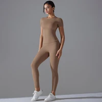 Yoga Set Women Workout Set Sportswear Gym Clothing Fitness Shorts Sleeve Crop Top High Waist Leggings Sports Suits - Image 4