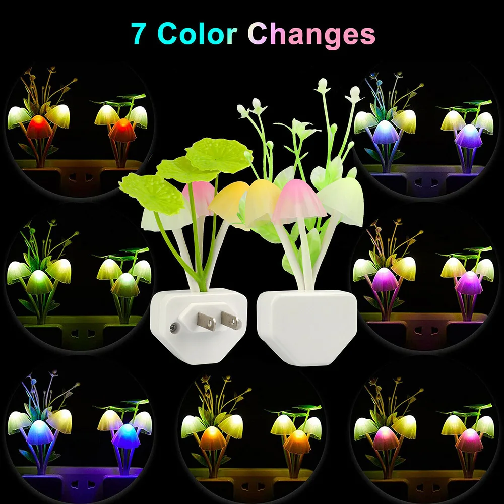 Wall Light-control colorful night light lotus leaf aquatic grass mushroom creative bedroom Lamp 3d lights Decoration night light mini night light