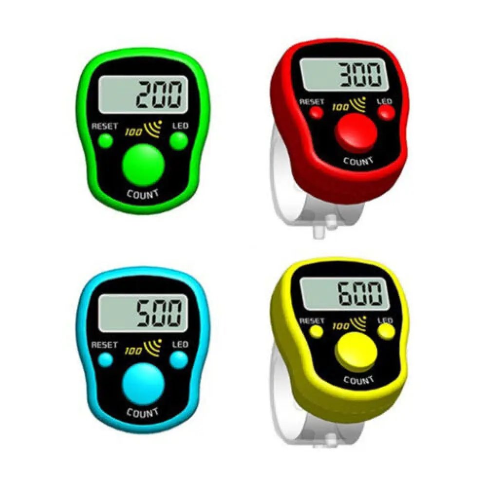 1Pc Random Color Finger Counter Digital LED Electronic Handheld Tally Counter Clicker Finger Ring Golf Digit Stitch Marker