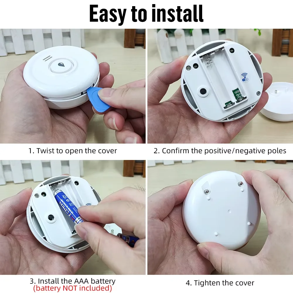 Tuya WiFi Flood Sensor Detector KERUI Tuya WiFi Flood Sensor Detector Loudly Sound Alarm Alert Water Leakage Sensor Detection Smart Life App Remote Monitoring