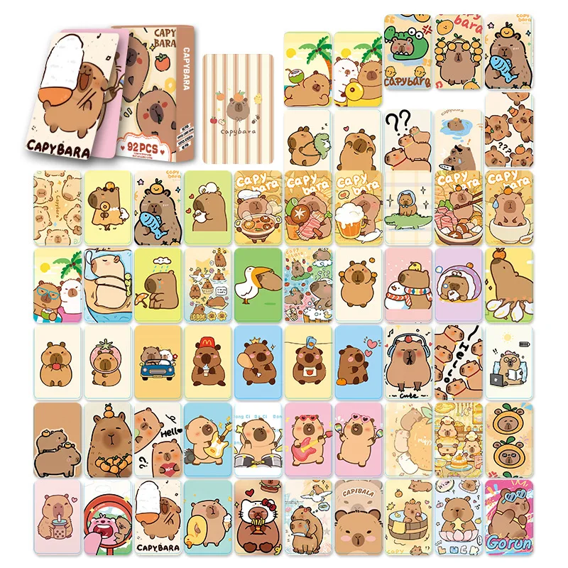 Photo Cards 92pcs Kawaii Animal Capybara Double Sided Printing Cartoon Lomo HD Photocard for Kids Gift