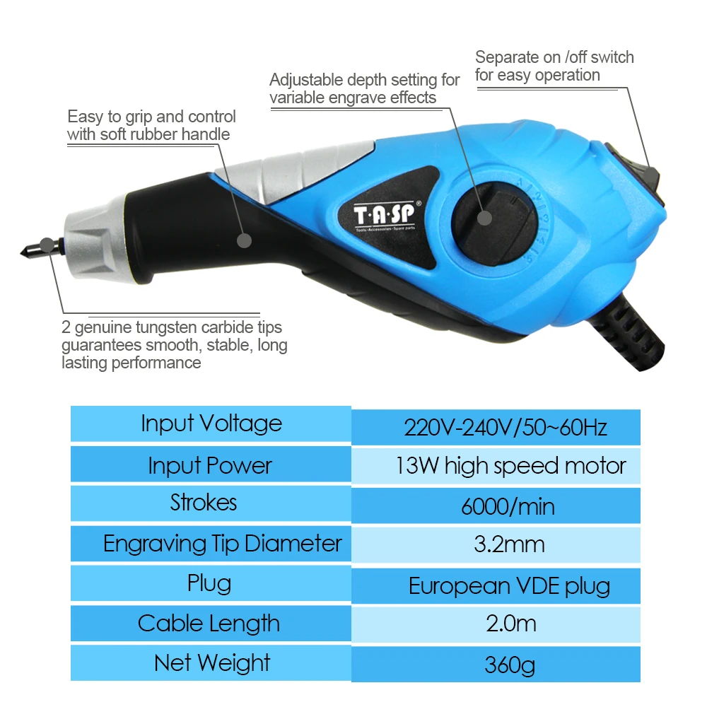 13W Electric Engraver Tool Engraving Pen for Wood Metal Stainless Steel Glass Plastic Etching with Carbide Tips & Craft Stencils