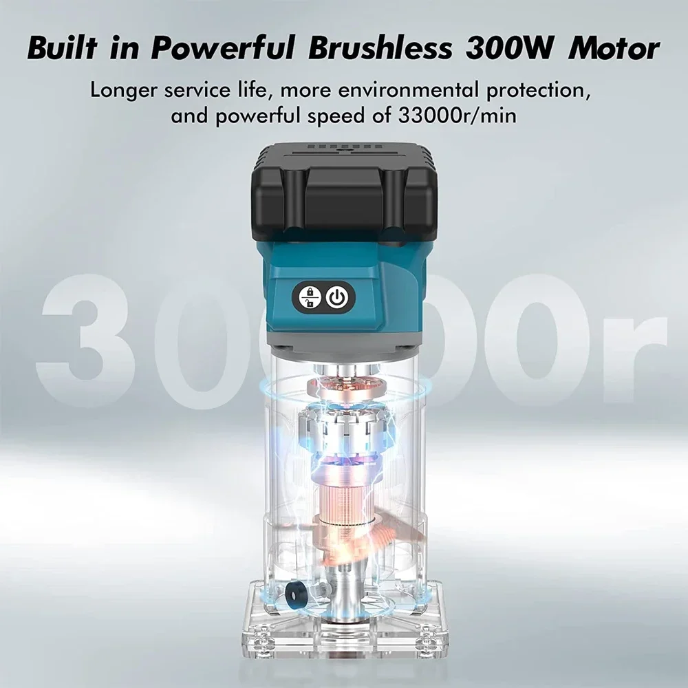 5 Speeds Brushless Electric Hand Trimmer Cordless Wood Router Woodworking Engraving Milling Cutter for Makita 18V Battery 4