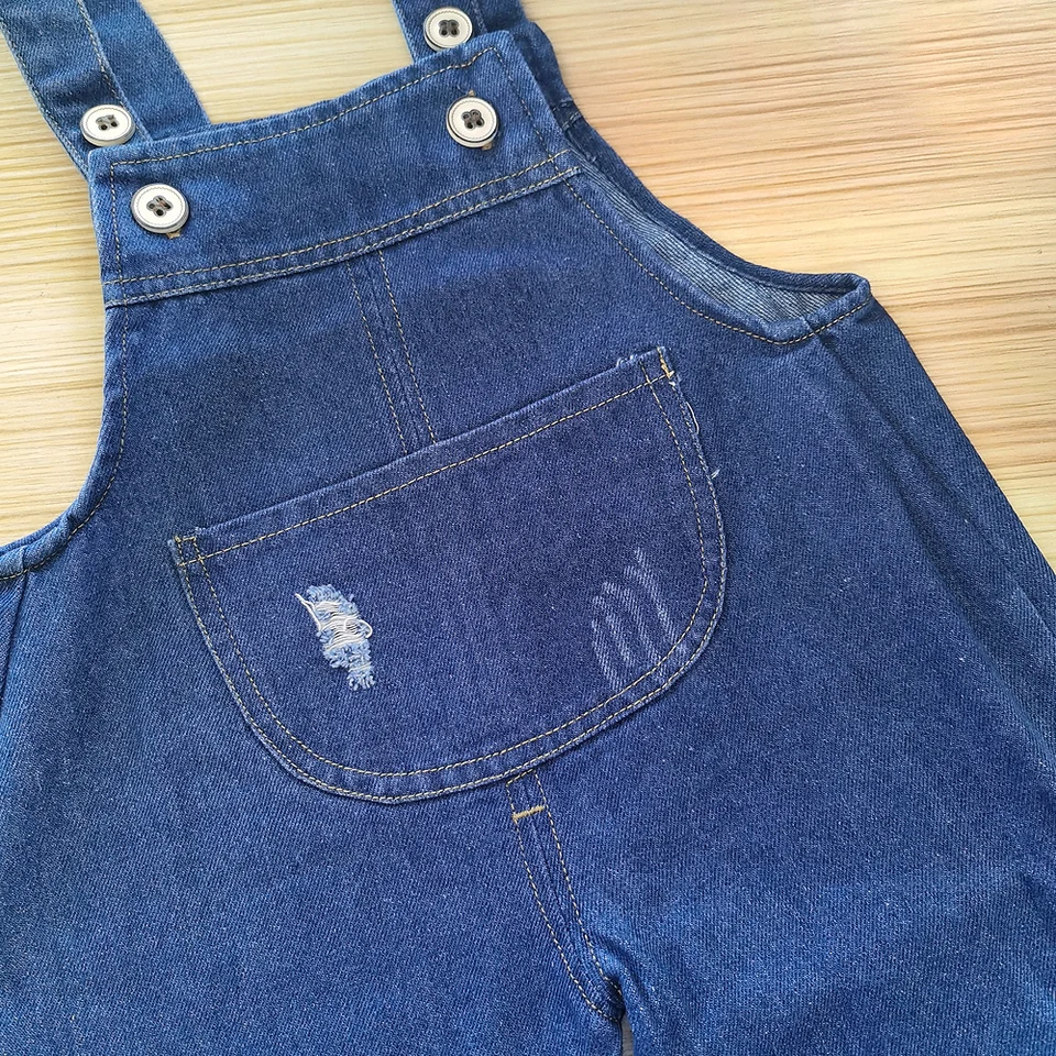 Salopette Jeans Per Neonati/ragazzi/ragazze - Denim Di Cotone Morbido, Bretelle Regolabili, Bottoni Pressione, Taglie 80-110
