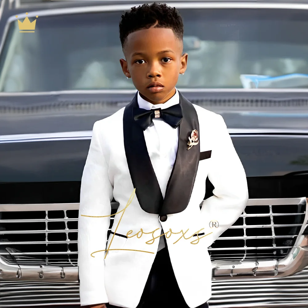 Children's floral suit dress 2-piece suit, boy wedding party birthday dinner tuxedo (jacket + black trousers)