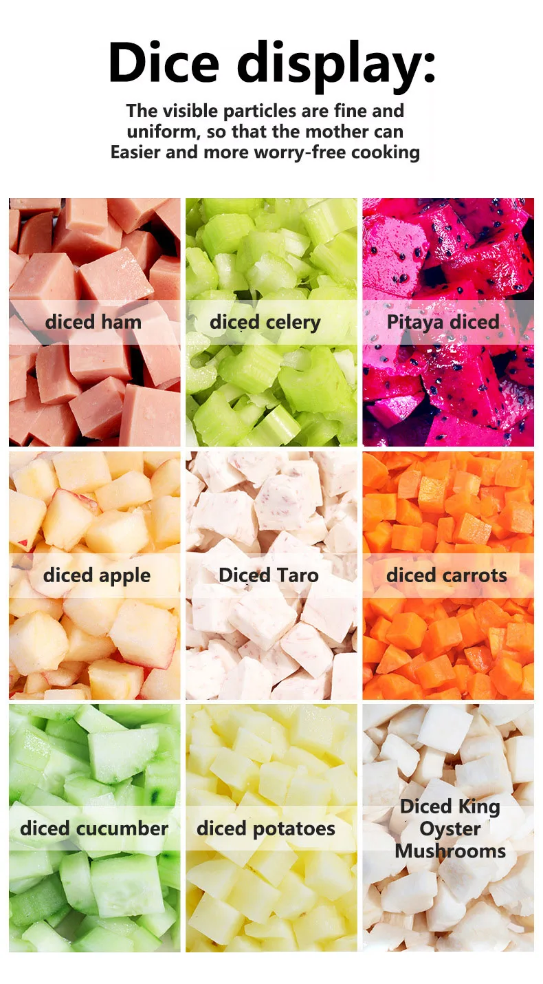 Electric Dicing Machine Fruit Vegetable Cube Cutting Machine Potato Onion Carrot Slicer Diced Shredded Multifunction Chips Dicer