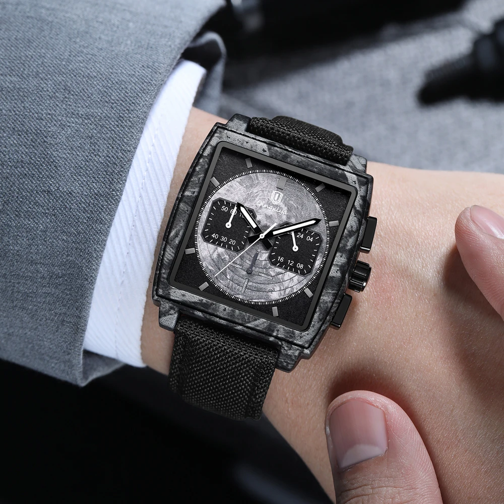 Men's Luxury Chronograph Quartz Watch - Military Style, Waterproof with Leather Strap