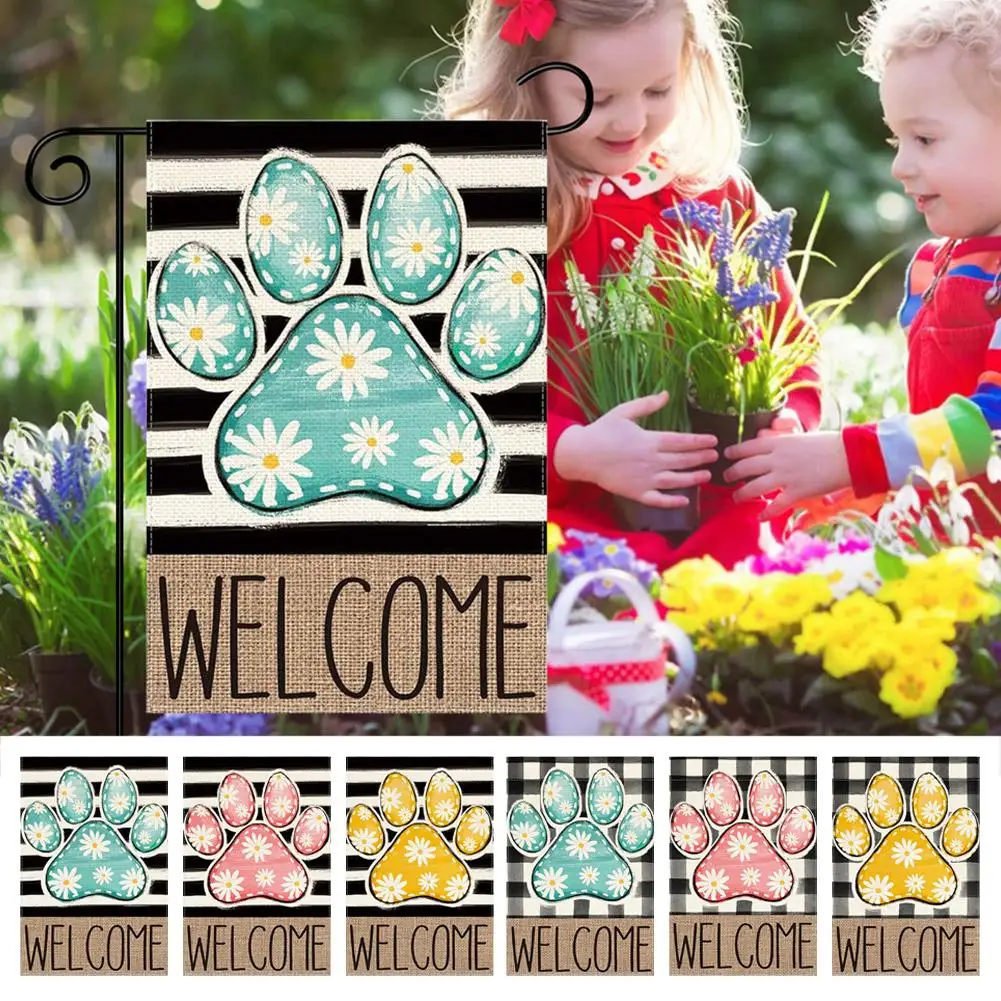 

Multicolor Welcome To The Spring Garden Flag Flag Weather-resistant Yard Outdoor Double-sided Springtime Accessorie M8l3