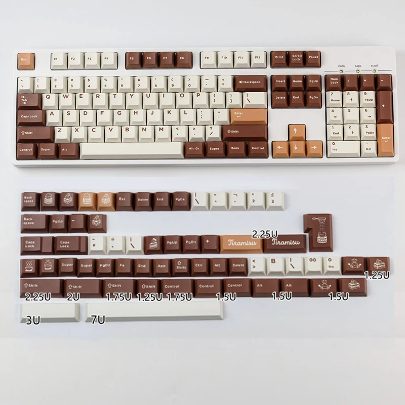 

164 Key Full Set Of Keycaps With Chocolate Color Blackout Cherry Profile PBT Material For Cherry MX Switch Mechanical Keyboard