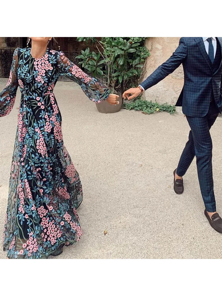 Sexy Backless Bohemian Print Dress Maxi Dress Women\'s Travel Holiday Backless Floor-length Dress Daisy-print Beach Party Dress